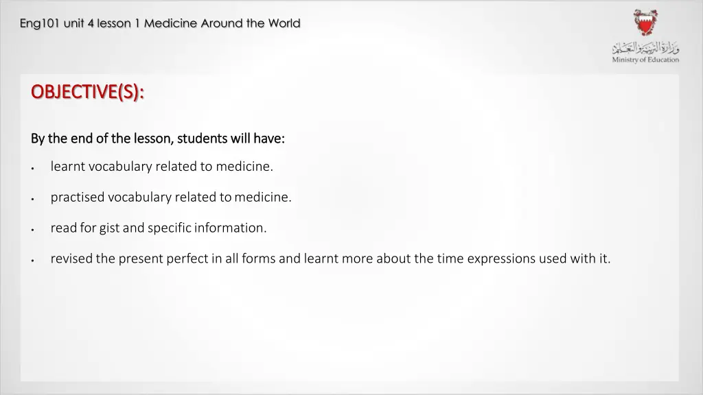 eng101 unit 4 lesson 1 medicine around the world