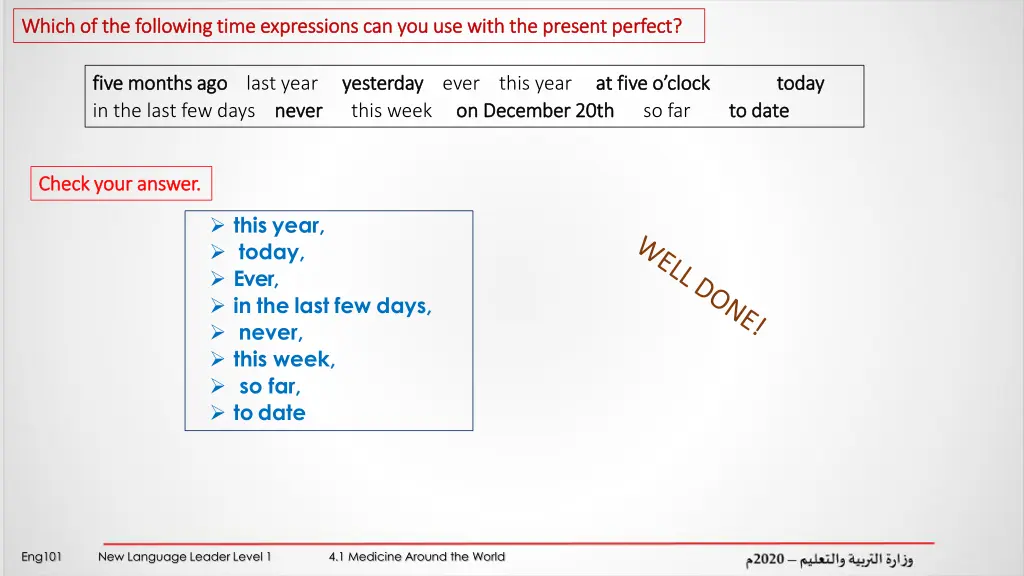 which of the following time expressions