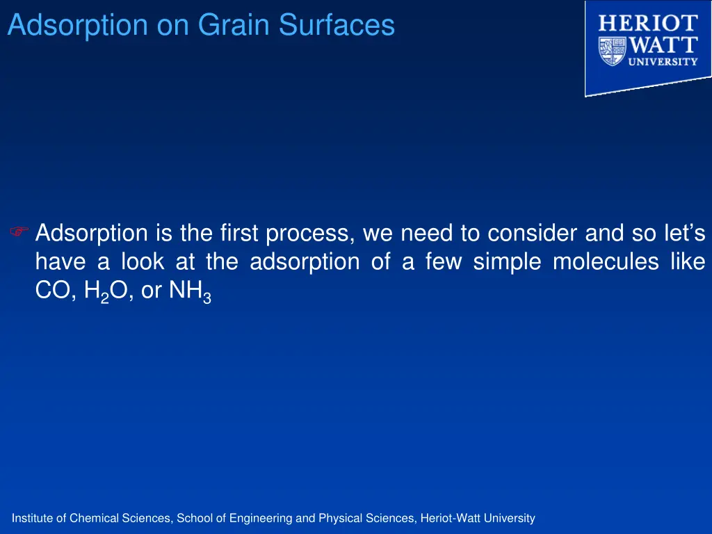 adsorption on grain surfaces