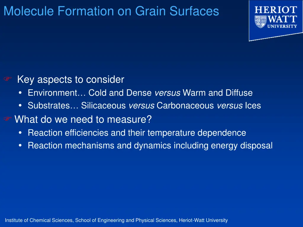 molecule formation on grain surfaces 1