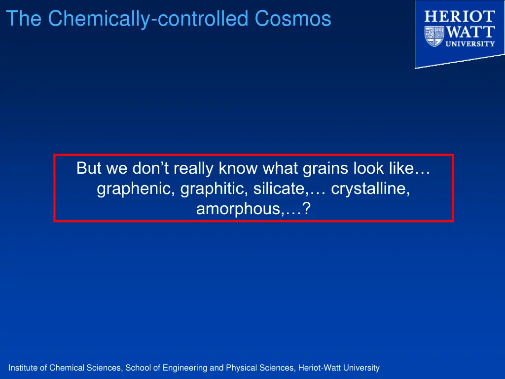 the chemically controlled cosmos 9