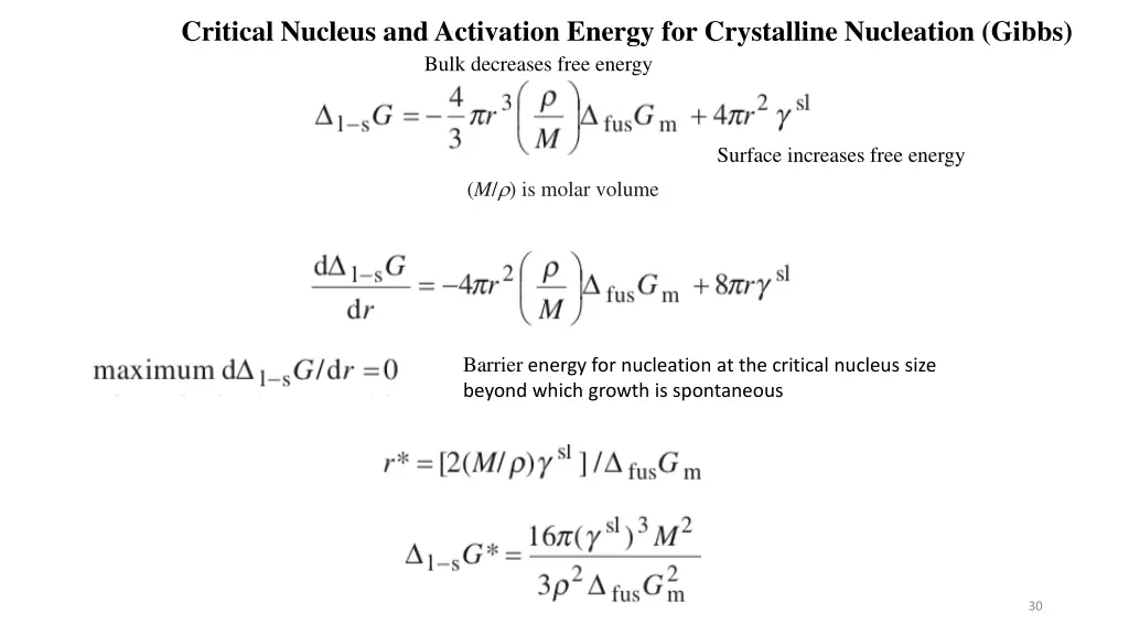 critical nucleus and activation energy