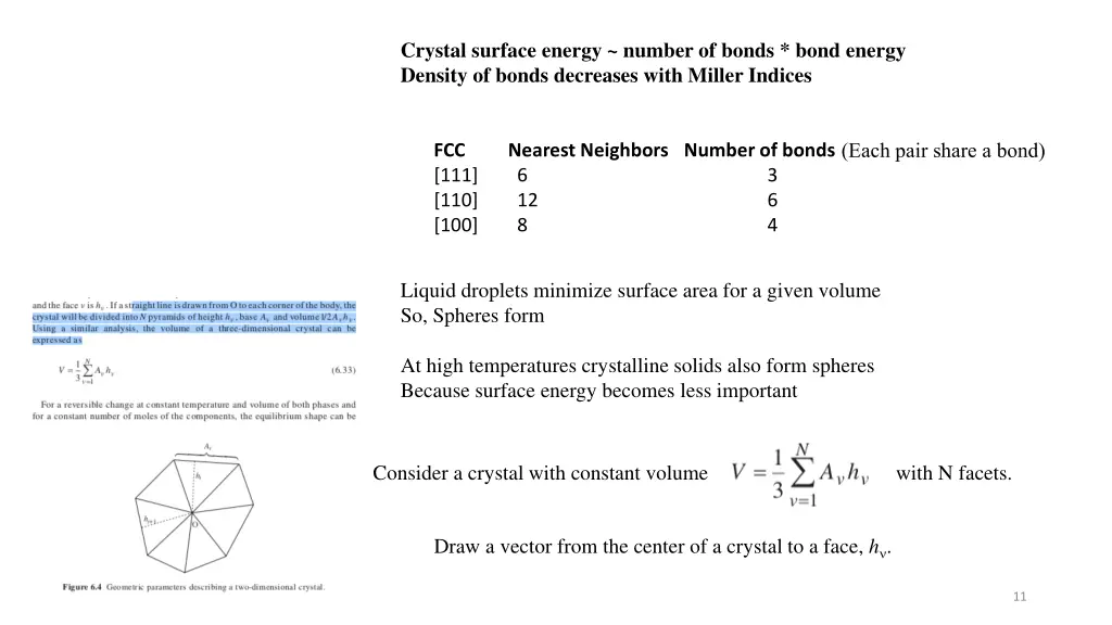 crystal surface energy number of bonds bond