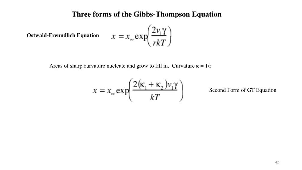 three forms of the gibbs thompson equation 1