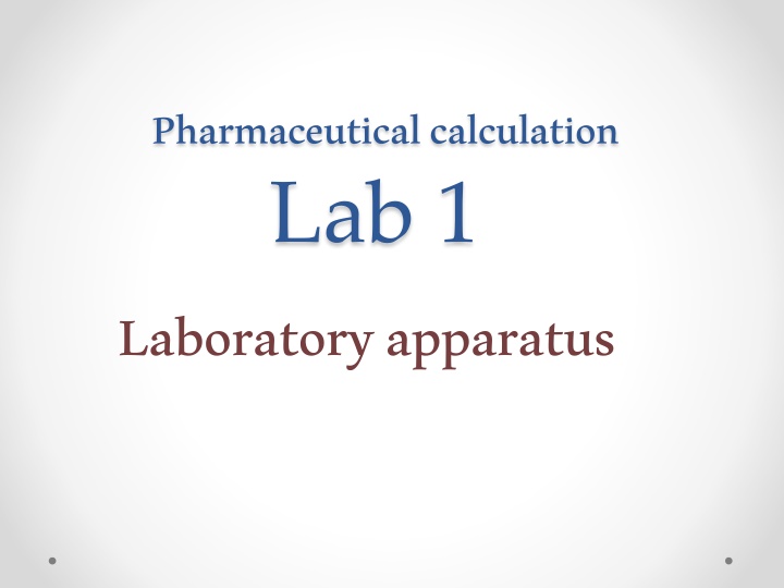 pharmaceutical calculation lab 1 laboratory