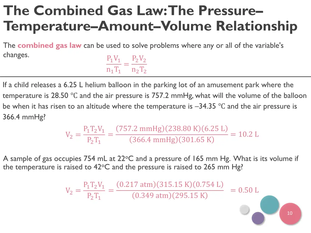 the combined gas law the pressure temperature