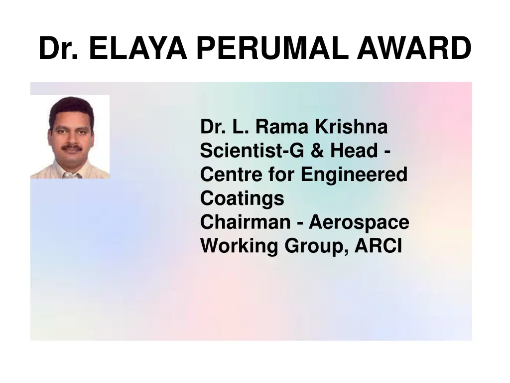dr elaya perumal award
