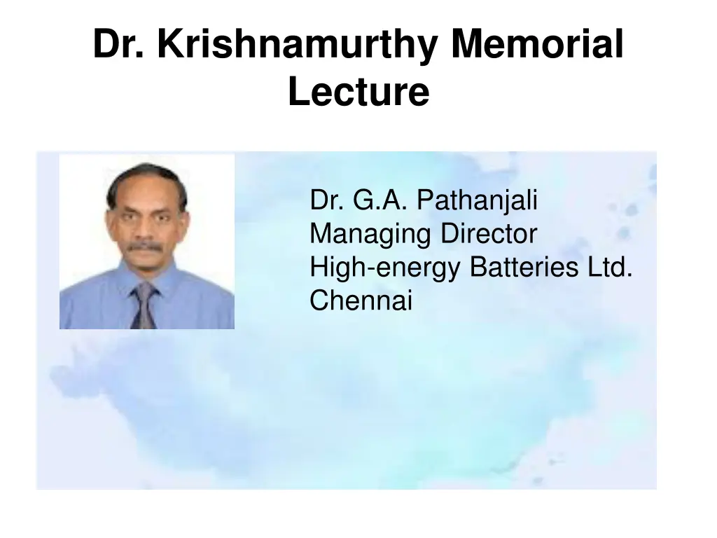 dr krishnamurthy memorial lecture