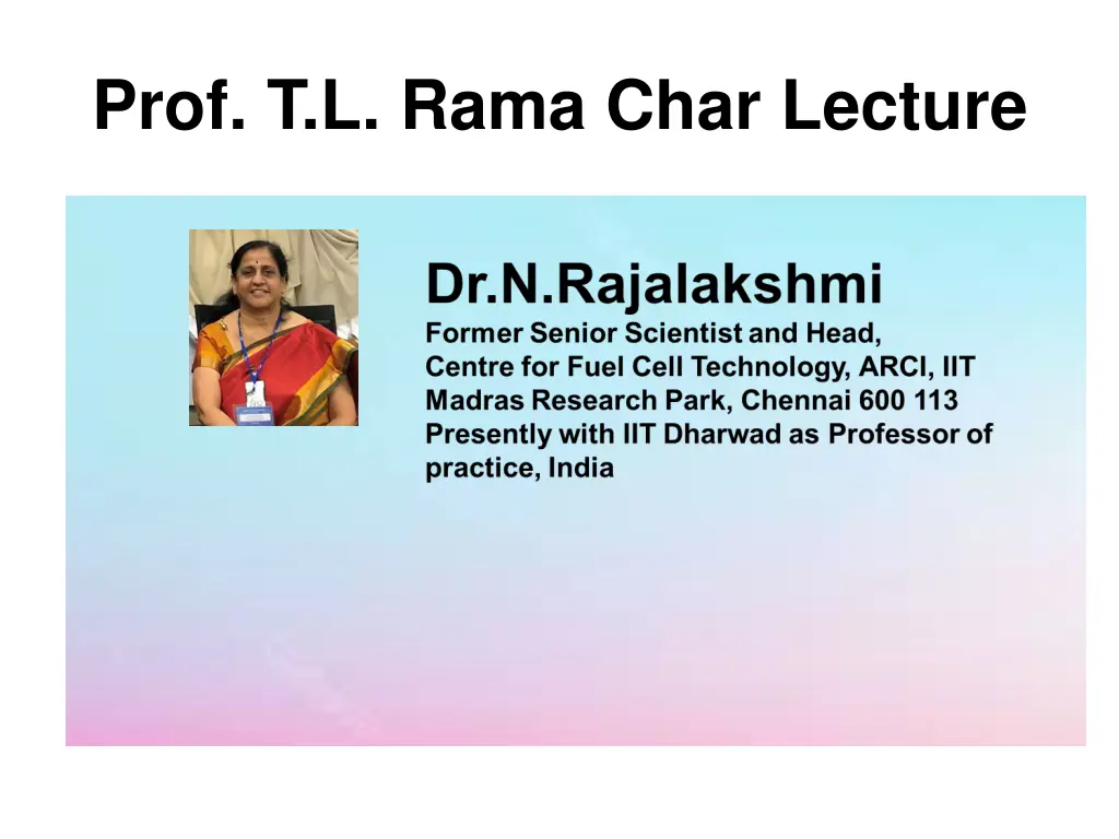 prof t l rama char lecture