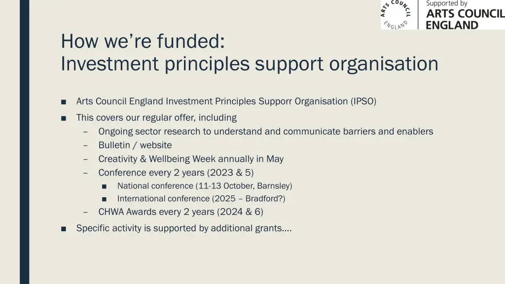 how we re funded investment principles support