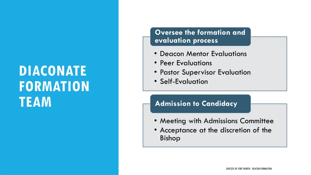 oversee the formation and evaluation process