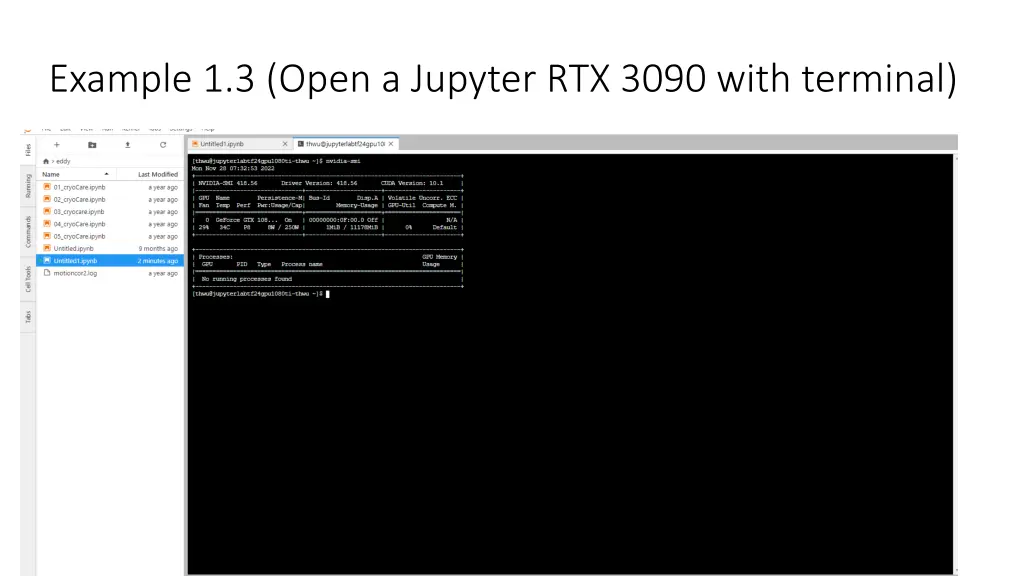 example 1 3 open a jupyter rtx 3090 with terminal