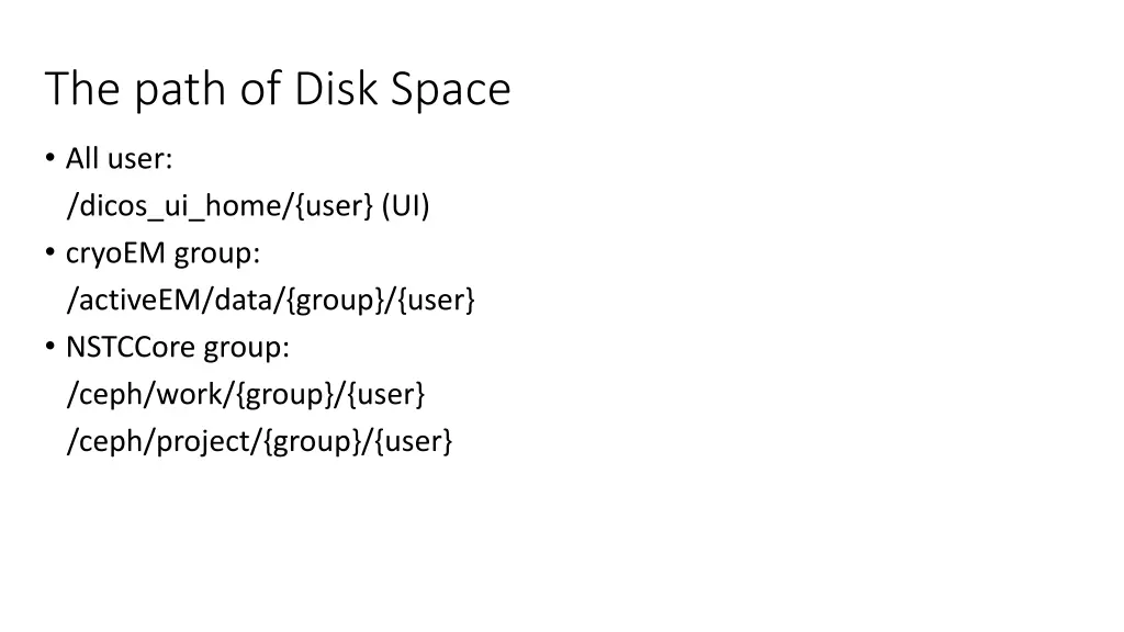 the path of disk space