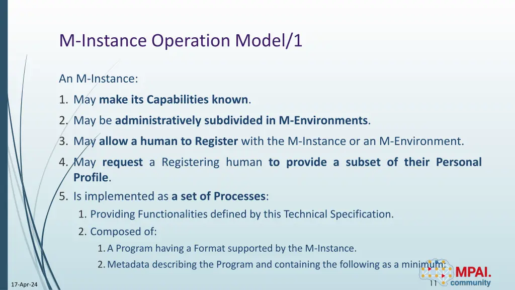 m instance operation model 1