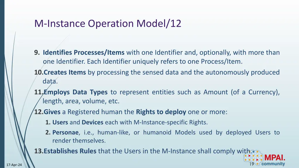 m instance operation model 12