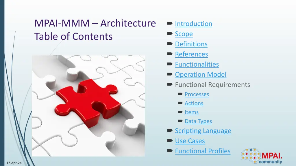 mpai mmm architecture table of contents
