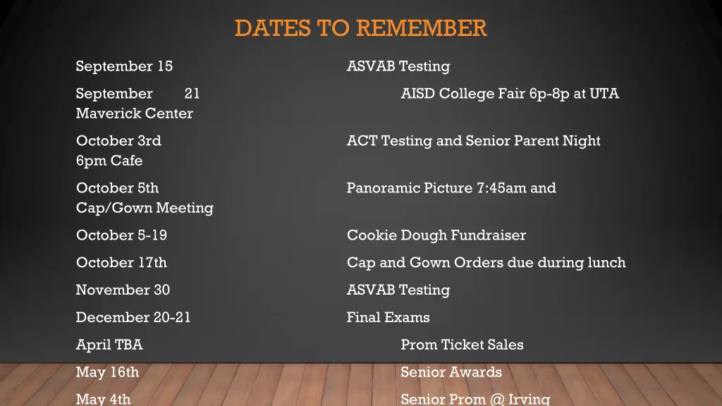 dates to remember