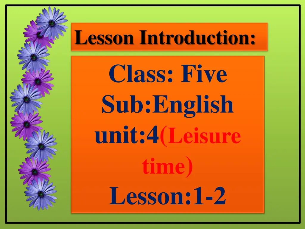 lesson introduction class five sub english unit