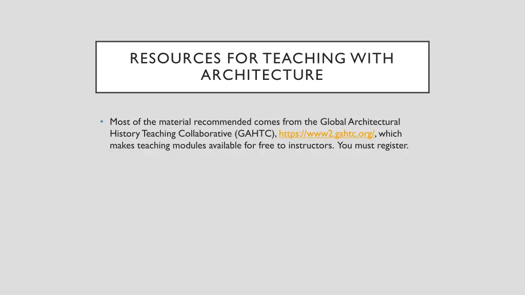 resources for teaching with architecture