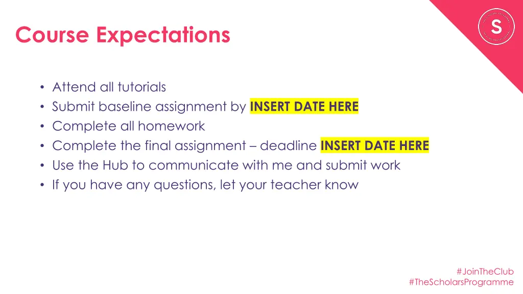 course expectations