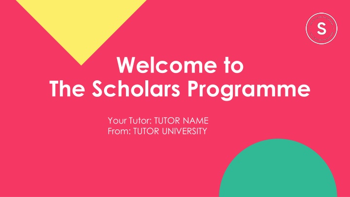 welcome to the scholars programme