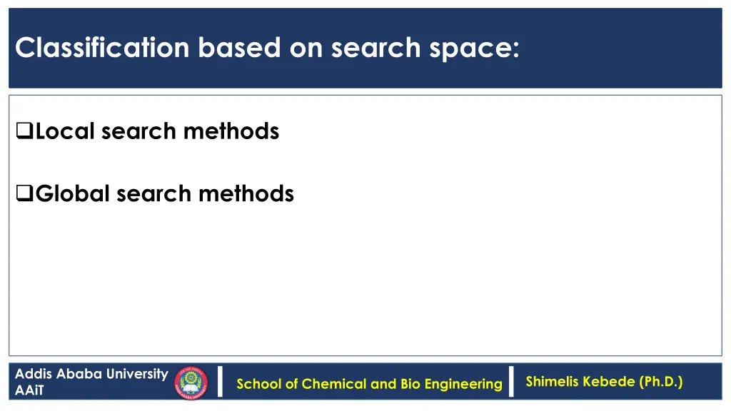classification based on search space