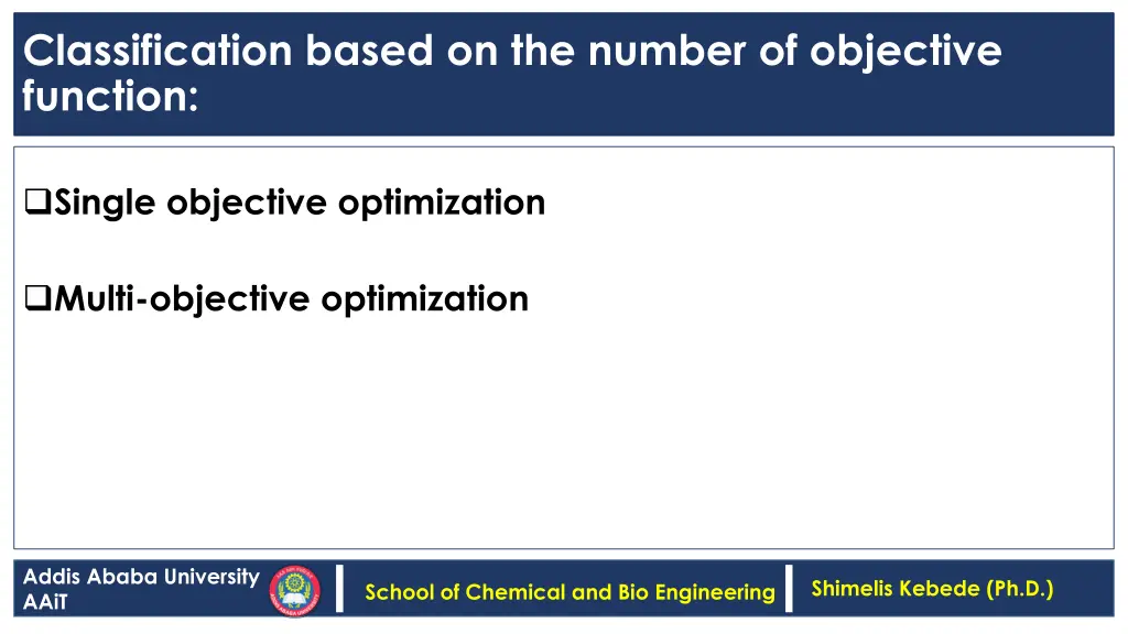 classification based on the number of objective