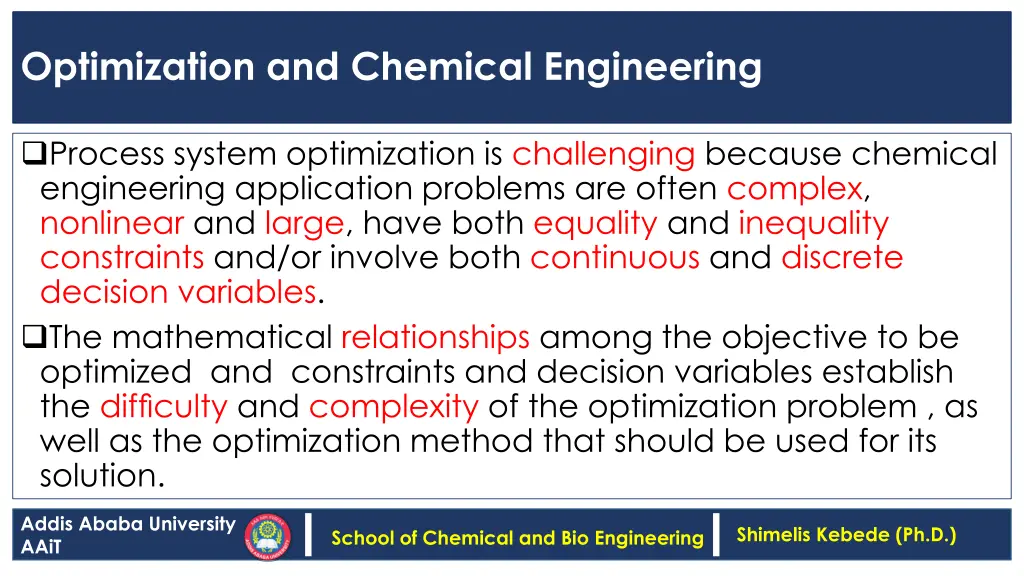 optimization and chemical engineering 1