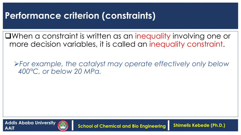 performance criterion constraints 1