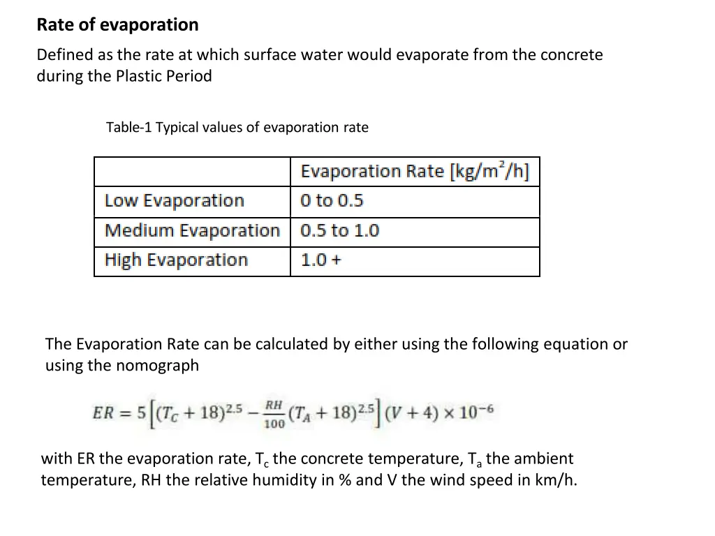 rate of evaporation defined as the rate at which