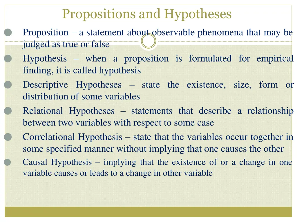 propositions and hypotheses