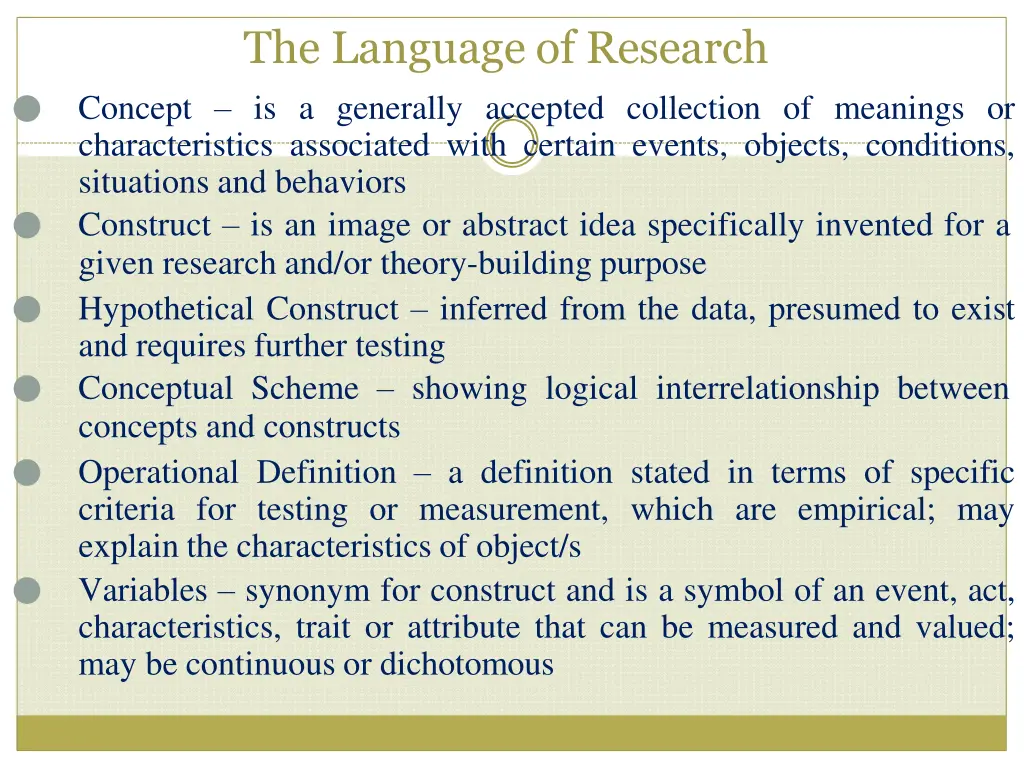 the language of research concept is a generally