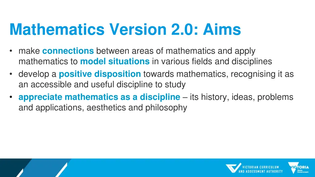 mathematics version 2 0 aims 1