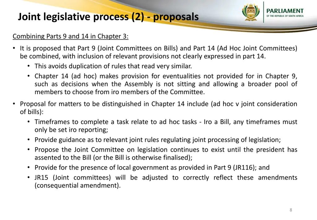 joint legislative process 2 proposals