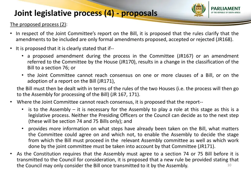 joint legislative process 4 proposals