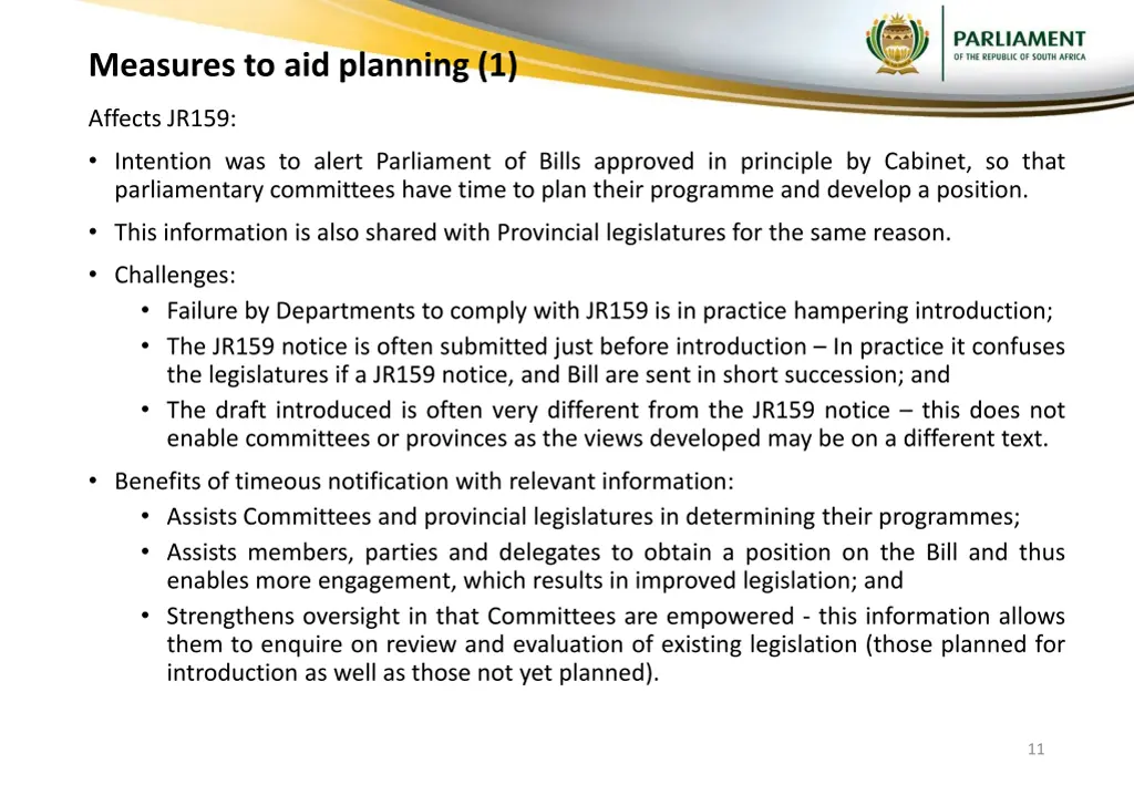 measures to aid planning 1