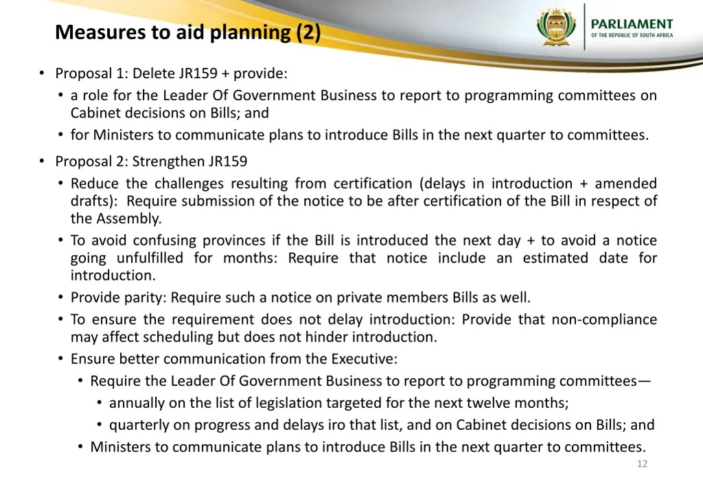 measures to aid planning 2