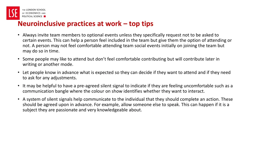 neuroinclusive practices at work top tips