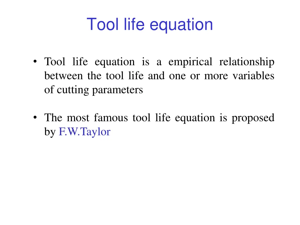 tool life equation