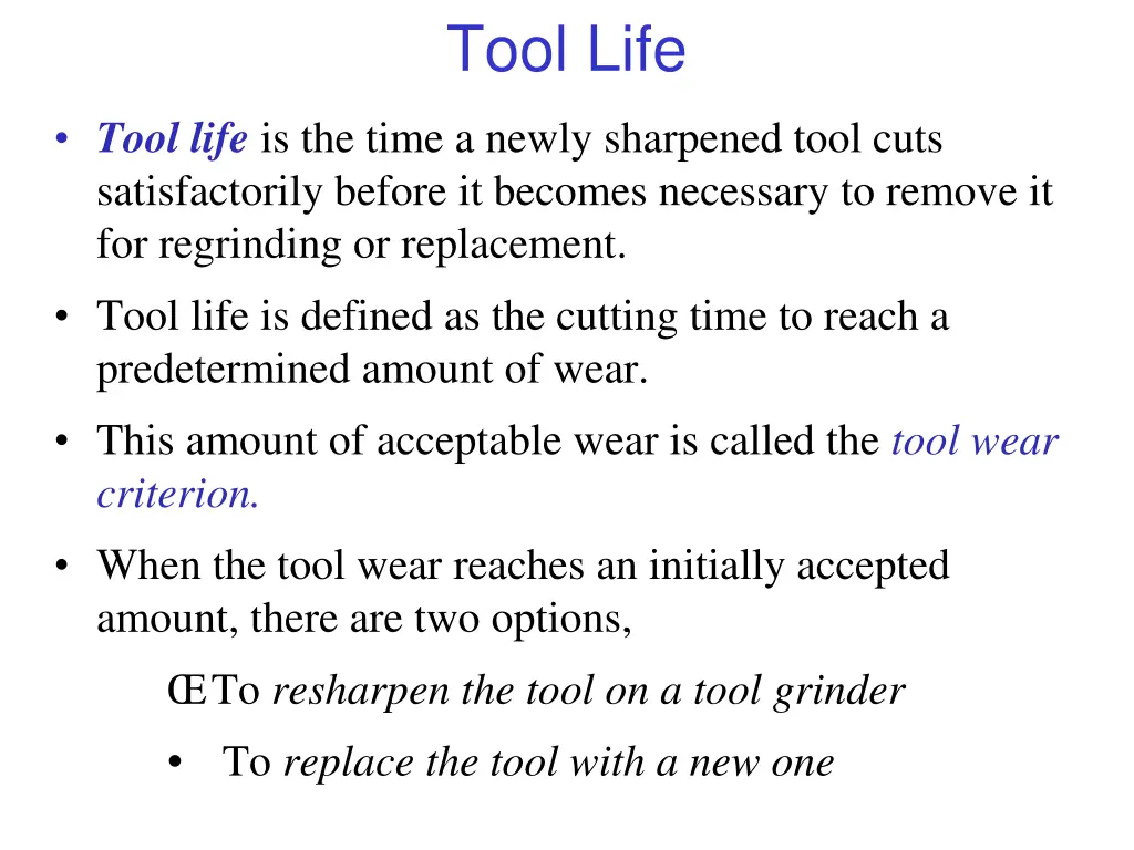 tool life