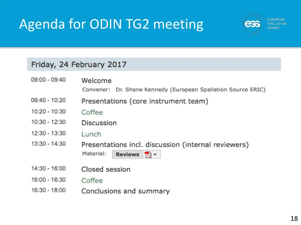 agenda for odin tg2 meeting