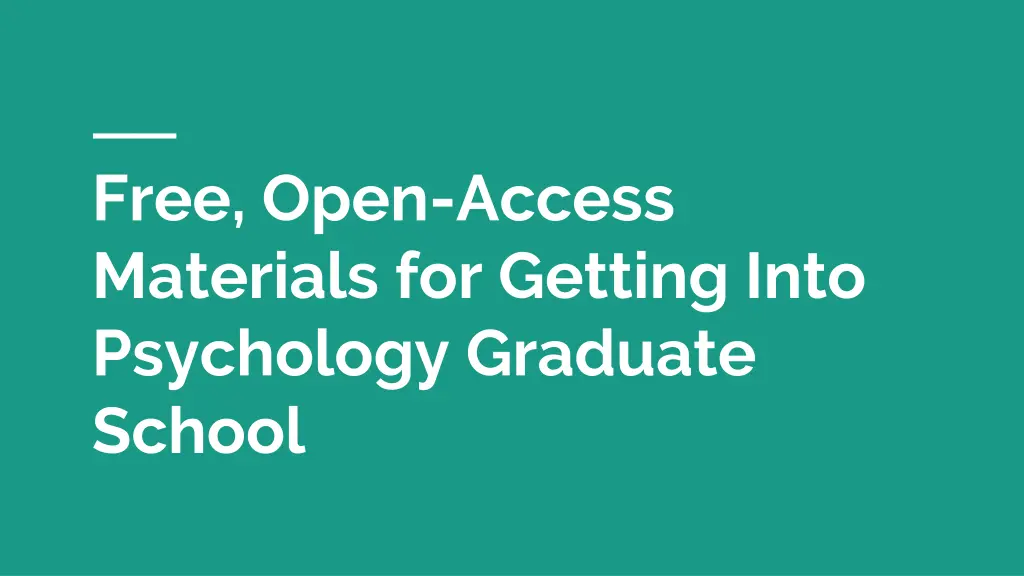 free open access materials for getting into