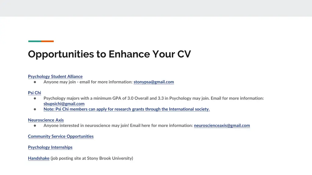 opportunities to enhance your cv