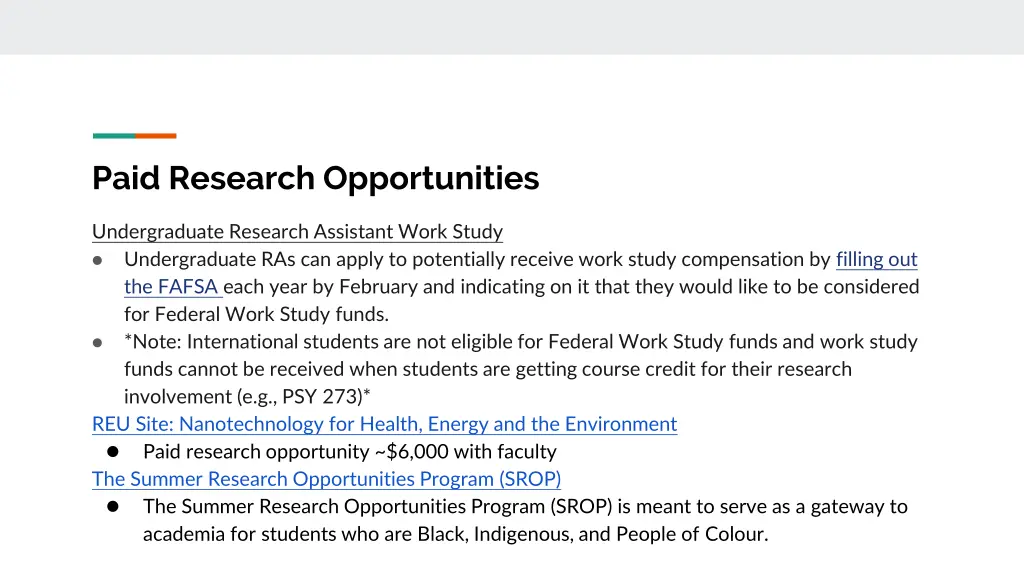 paid research opportunities