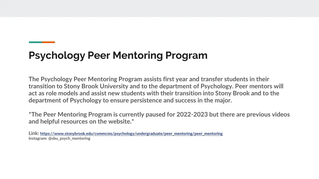 psychology peer mentoring program