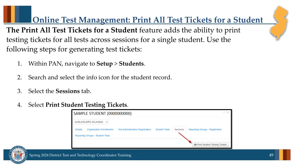 online test management print all test tickets