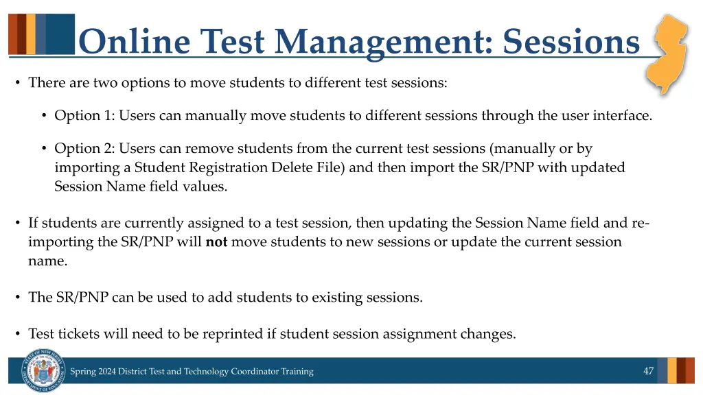 online test management sessions