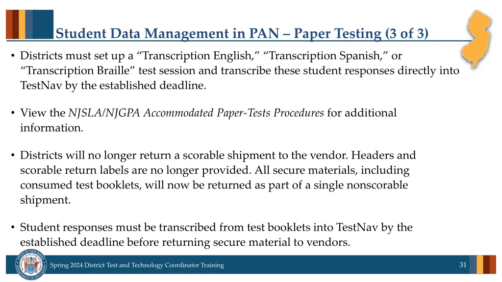 student data management in pan paper testing 2