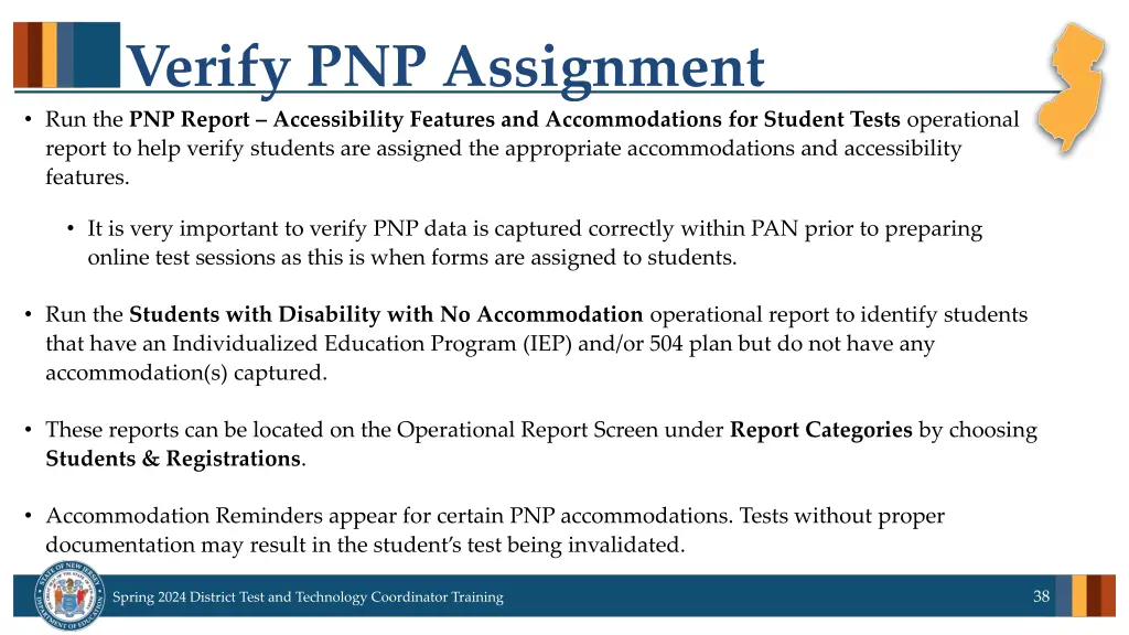 verify pnp assignment run the pnp report