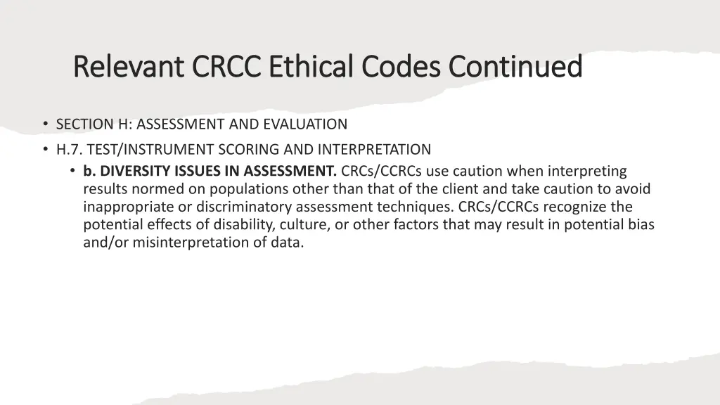 relevant crcc ethical codes continued relevant 3